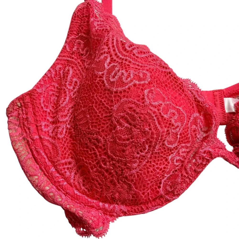 Victoria's Secret Very Sexy Pink Floral Lace Push-Up Bra 38D Underwire Lingerie